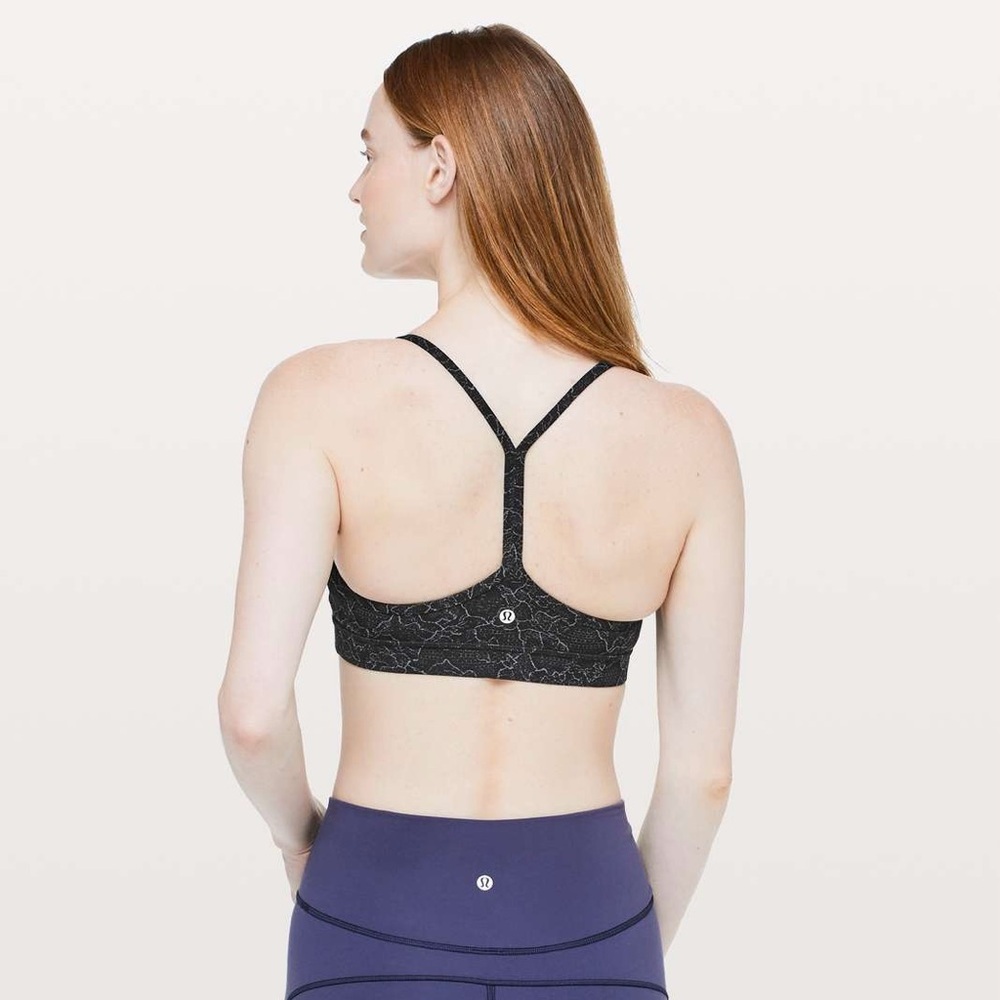 Lululemon Flow Y Bra Nulu Lacescape Dark Cast Black Floral sz 8 nwot never worn